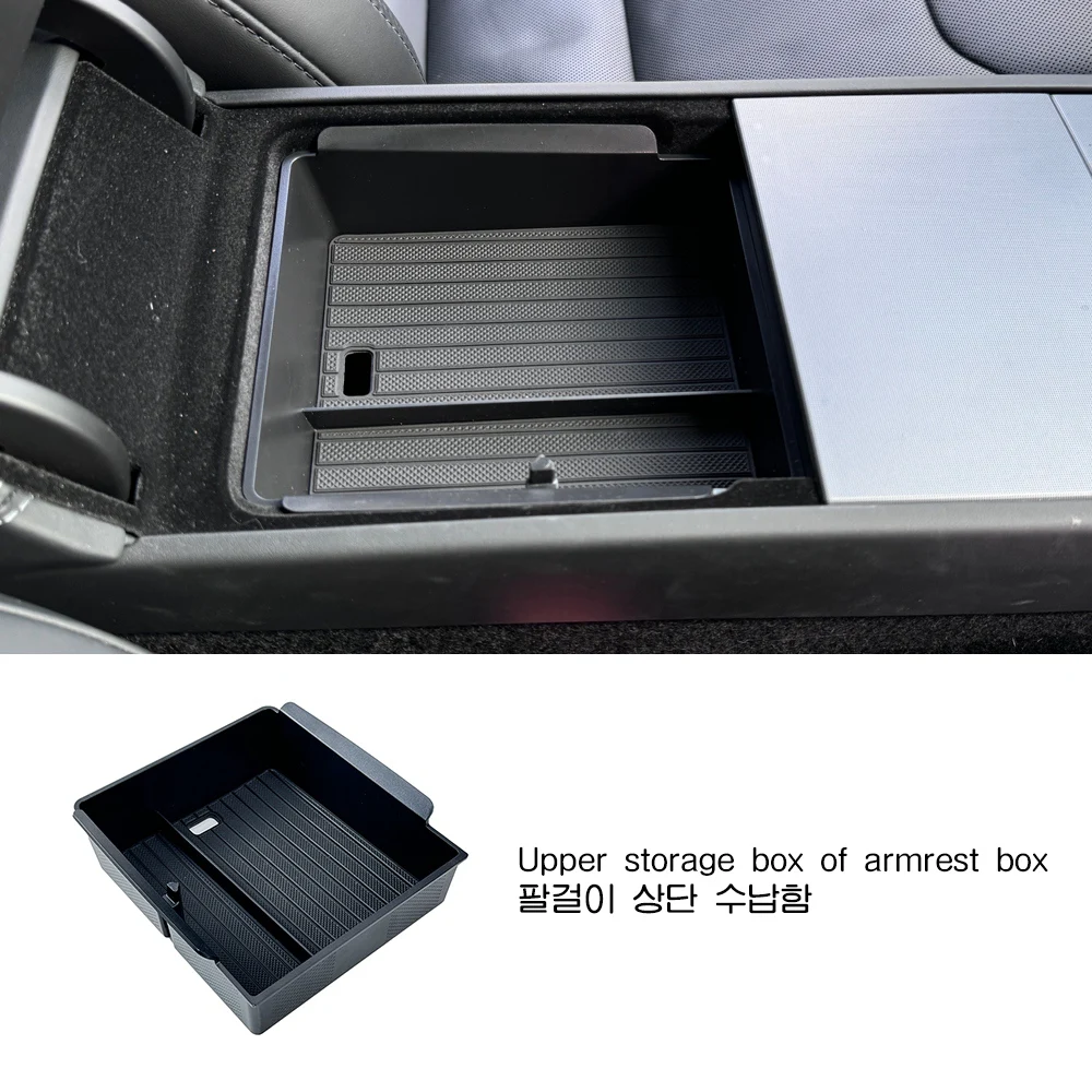 Versteckte magnetische Aufbewahrungsbox für die Armlehne für Tesla Model Y L YL 2026 mit langem Radstand, 6-Sitzer-Konsolen-Organizer-Ablage, Silikonmatte – Detail 3