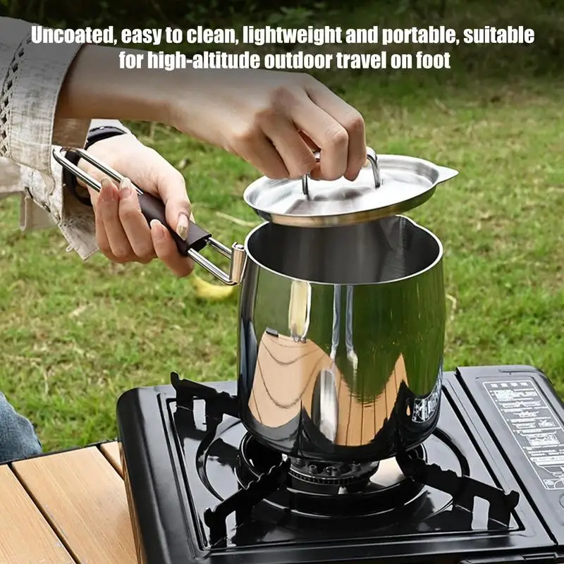 

Camp Pot Stainless Steel Camping Pot Lightweight Portable Outdoor Accessories Non-Stick Detachable Camp Cookware For Picnic &