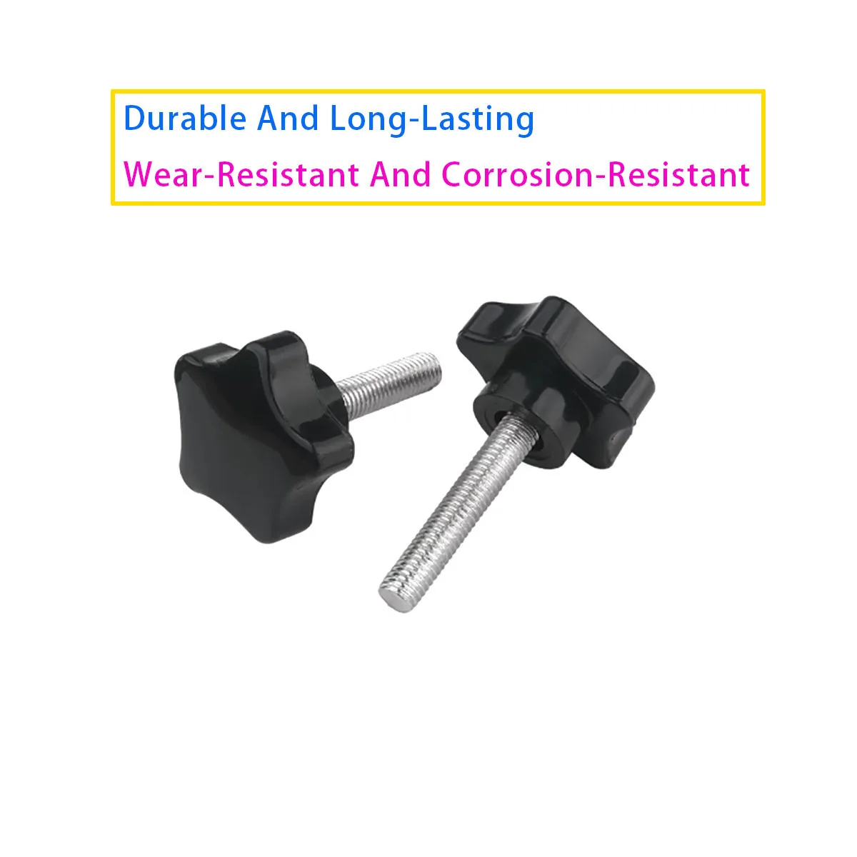 Black Carbon Steel Pentagonal Plastic Handle Plum Blossom Manual Tightening Bolt Mechanical Knob M4 M5 M6 M8 M10 M12