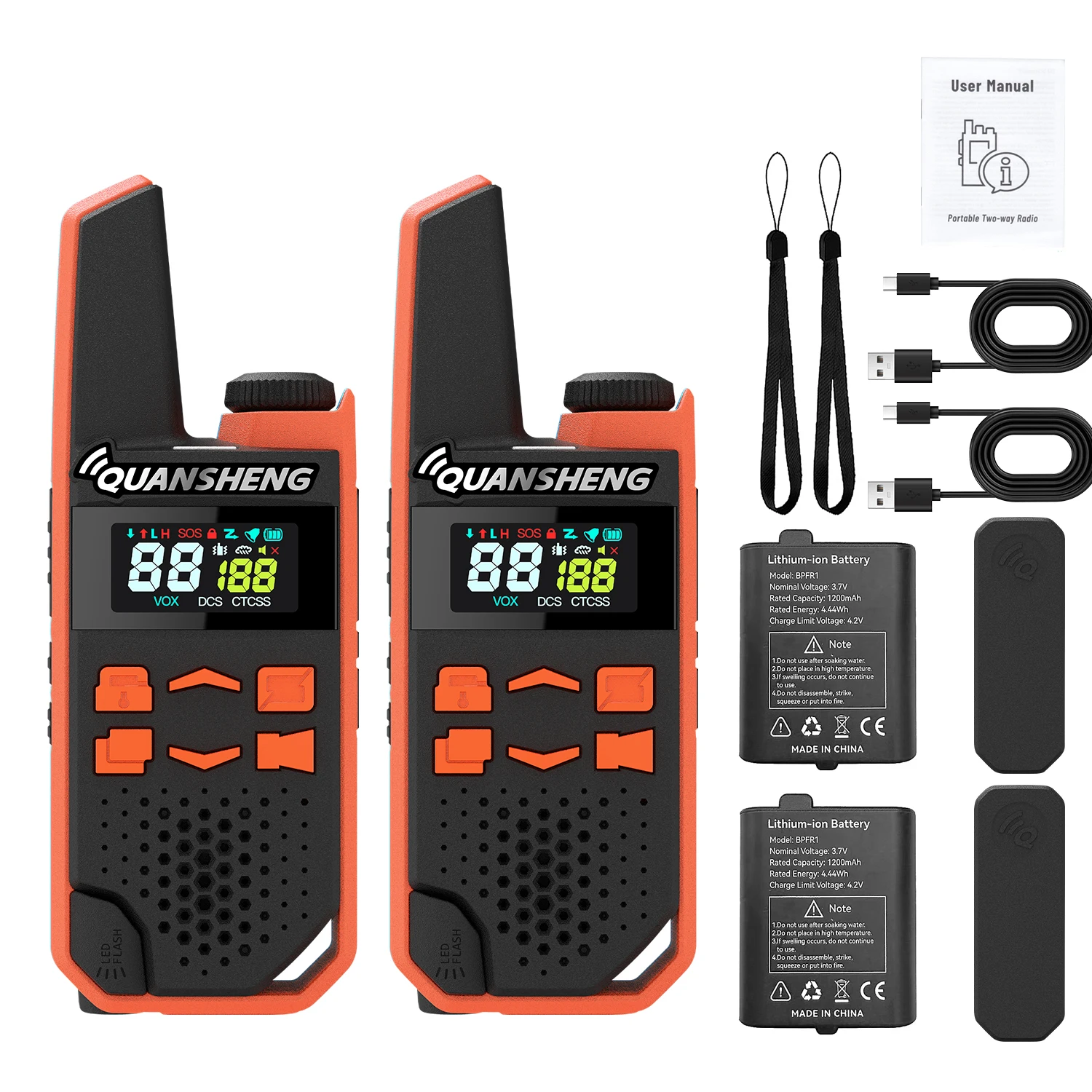 quansheng-tg-fr1-pmr446無線機-16ch免許不要-グリーン-双方向無線-usb-c充電式-ハンディ無線機-スキー、ハイキング用