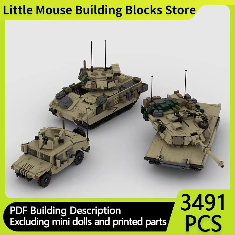 Modelo de tanque militar MOC, ladrillo de construcción M1A2 ABRAMS, M2A2 BRADLEY, tecnología Modular, regalos, vacaciones, montar, juguetes para niños, traje