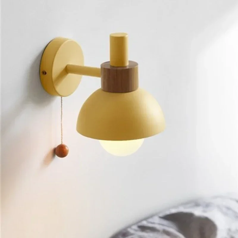 Modern Macaron Wall Light With Switch Wall Sconce For Bedroom Living Room Bathroom Stairs E27 Indoor Lighting Fixture Lustre