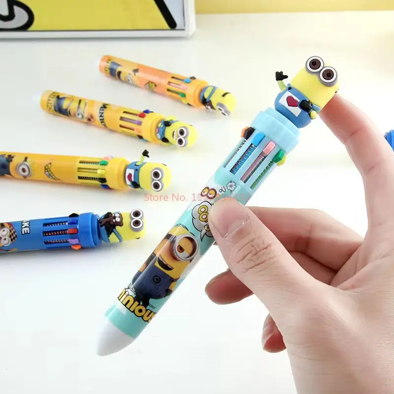 6/36pcs Minions Doll 10-Color Ballpoint Pen Despicable Me Mark Hand-Held Pen 6 Styles Children Student Stationery Gift Wholesale image 6