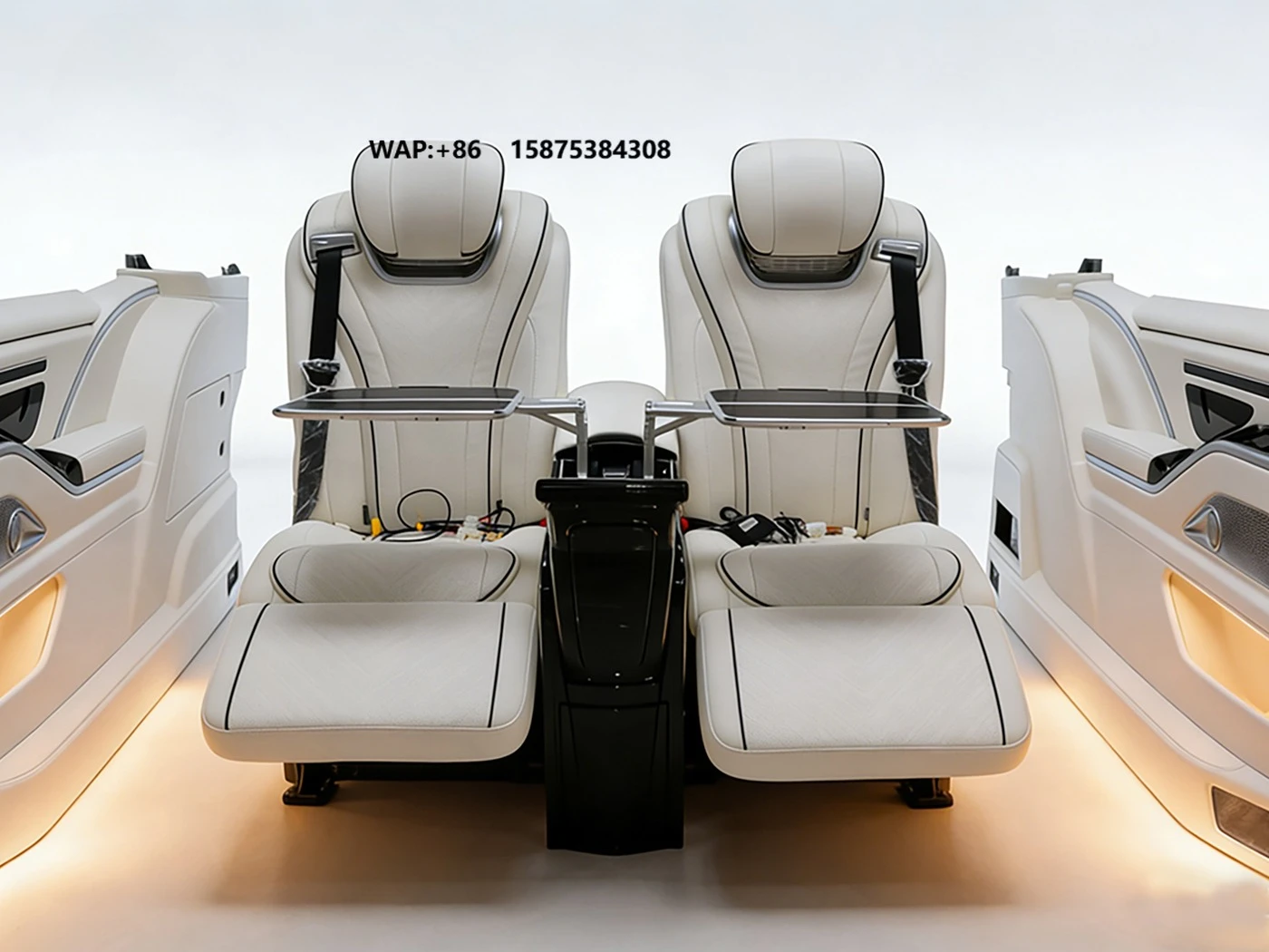 CARRDIE Commercial Vehicle Interior Kit Row Side Panels 2 Aero Seats Leather Touch Screen Control System Customizable