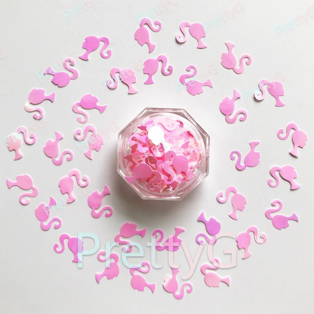 PrettyG Wholesale 10mm Goddess Girl's Avatar Shape Glitter Valentine's Day Opal Sequins For DIY Nail Art Decorations Accessories