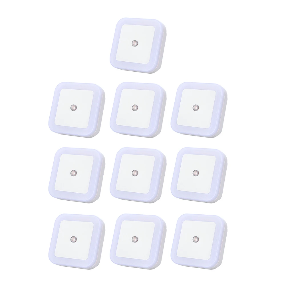 

10 Pcs Sensor Light Bedside Lights Night for Bathroom Led Lamp Plug in Bedroom Abs Child