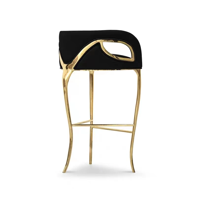 

Light Luxury Pure Copper Home Dining Chair Modern Simple Design Cosmetic Chair Single Flannel Backrest