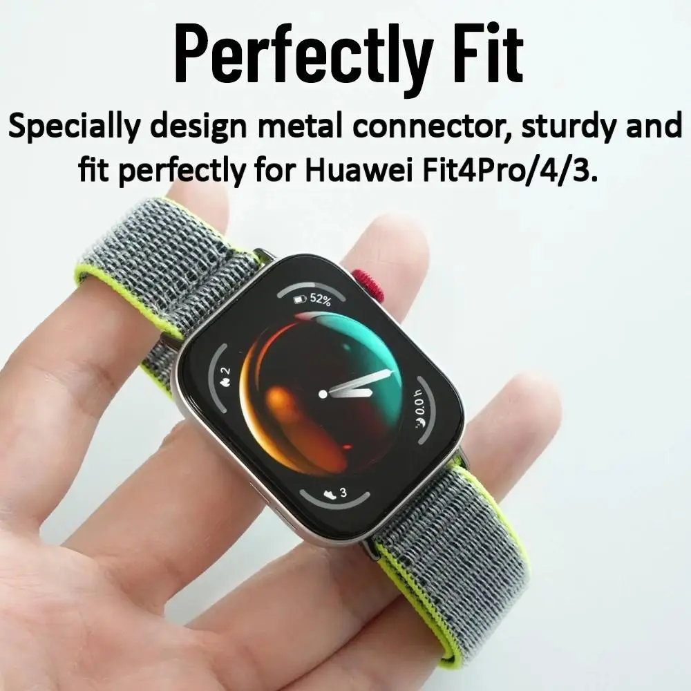 

Breathable Nylon Velcro Strap for Huawei Watch Fit 4 pro / Fit4 Compatible with Fit 3 - Adjustable Loop Band Watchband Accessory