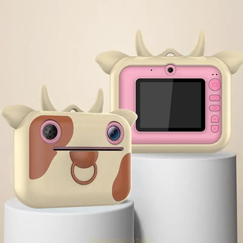 E7CE Kids Print Camera zabawka Dzieci Kreskówka Selfie Kamera cyfrowa z papierem do drukowania 2,0 -calowe IPS ekran