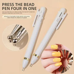 4 in 1 Nail Art Dotting Tools Nail Art Tip Dot Paint Manicure Kit Rotatable Ballpoint Drill Pen Dotting Tools Nail Point Pen