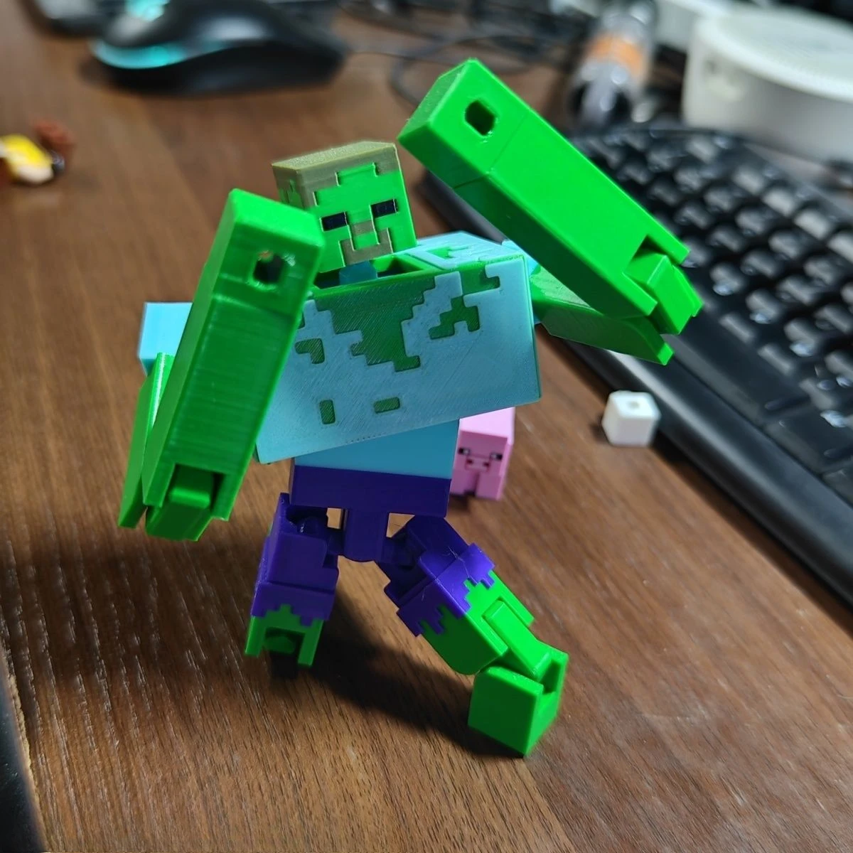 3D Printed Mutant Green Villager 13cm Articulated Action Figure with Multiple Transformations