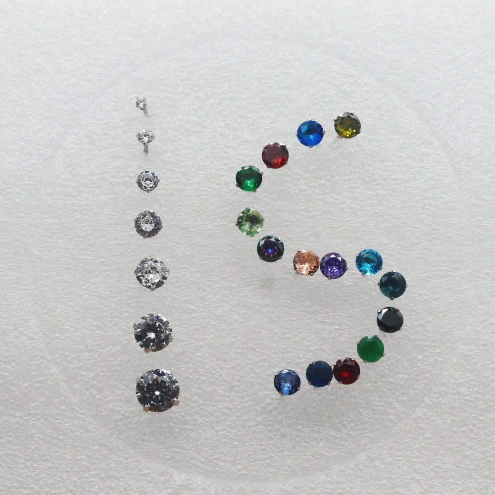 Brief Classical Style Colors Zircons/Glass Stud Earrings Jewelry With Stainless Steel For Unisex Anti Allergy