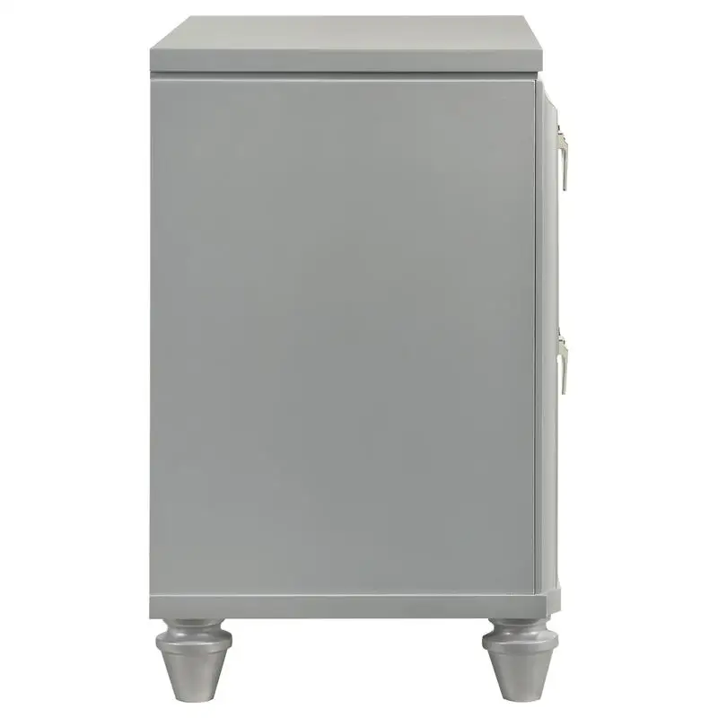 Hellsilberner Nachttisch mit 2 Schubladen