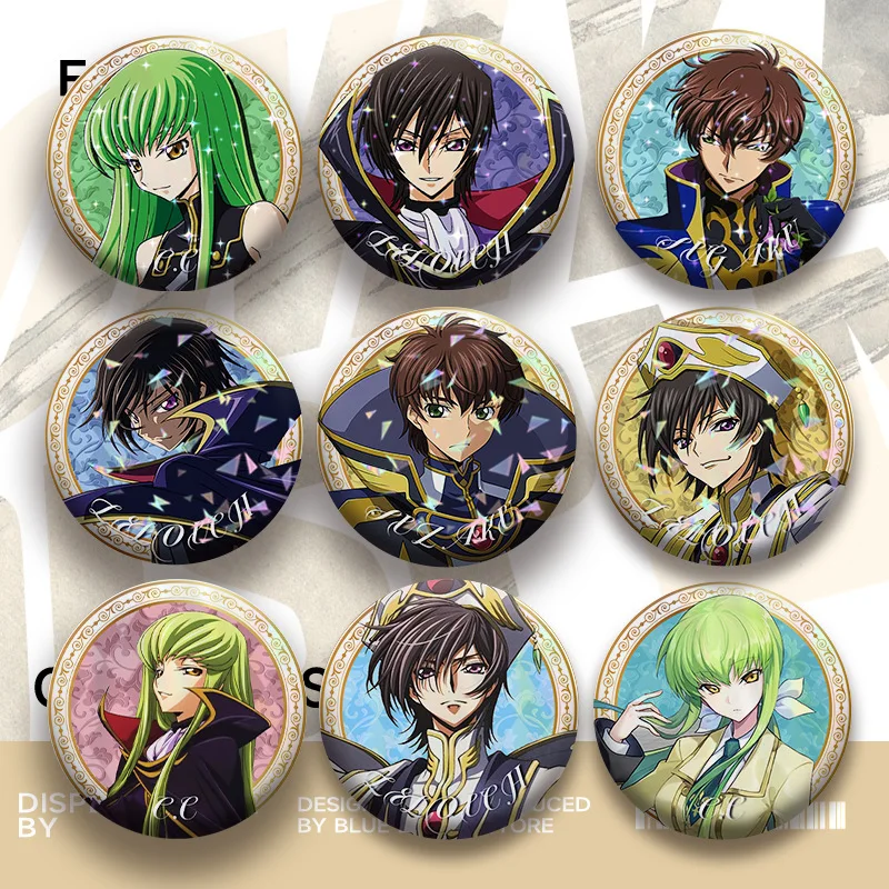 CODE GEASS Lelouch of The Rebellion Badge C.C. Kururugi Suzaku Round Brooch Ita Bag Ornament Cute Accesorios Desk Display Gift