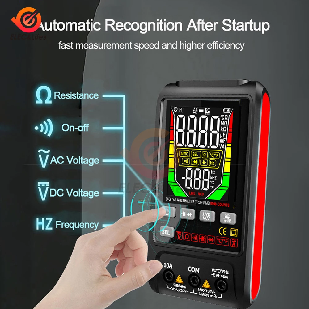 ZL116 Digital Multimeter USB Charge Large LCD Multimetre 9999 AC DC Current Voltage T-RMS Auto Range Capacitance Temp Ohm Tester