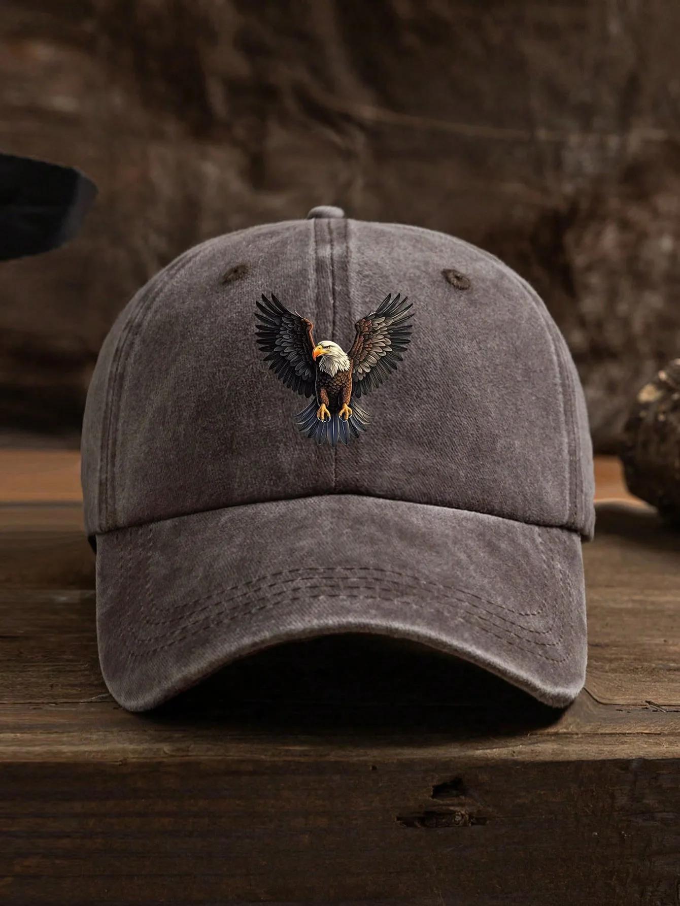 Eagle print baseball cap, adjustable for both men and women, suitable for hiking, fishing, and vacation exploration