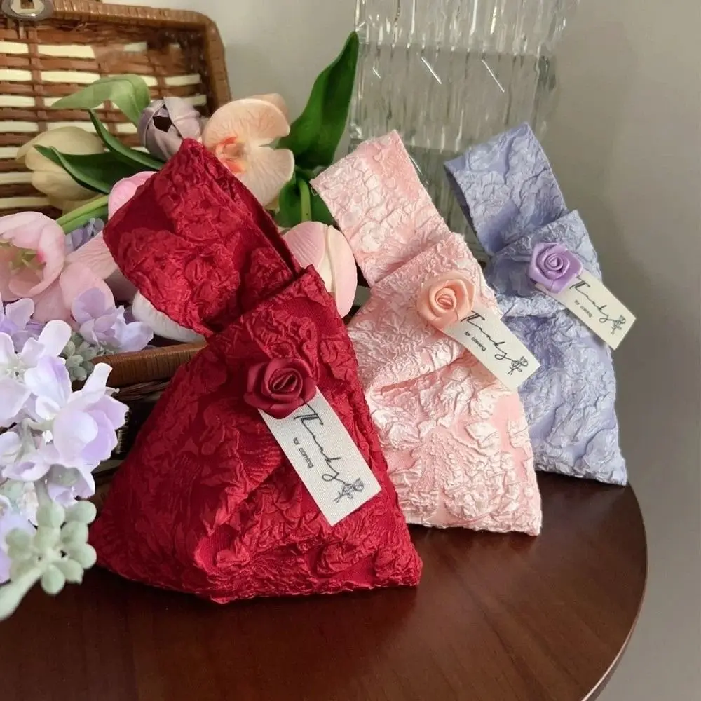 

Flower Pendant Tassel Knot Wrist Bag Printing Butterfly Orchid/Rose Wedding Candy Bag Cosmetic Bag Make Up Pouch