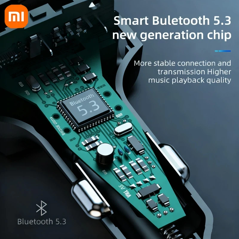 شاحن سيارة Xiaomi بلوتوث 5.4 FM الارسال PD Type-C المزدوج USB المحيطة لاعب MP3 شاحن Type-C ضوء لاسلكي يدوي #5