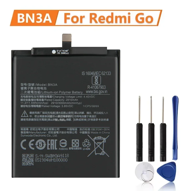 

Production Date 2024 Replacement Phone Battery BN3A For Xiaomi Redmi Go Premium Rechargable Batteries 2910mAh Long Lifespan