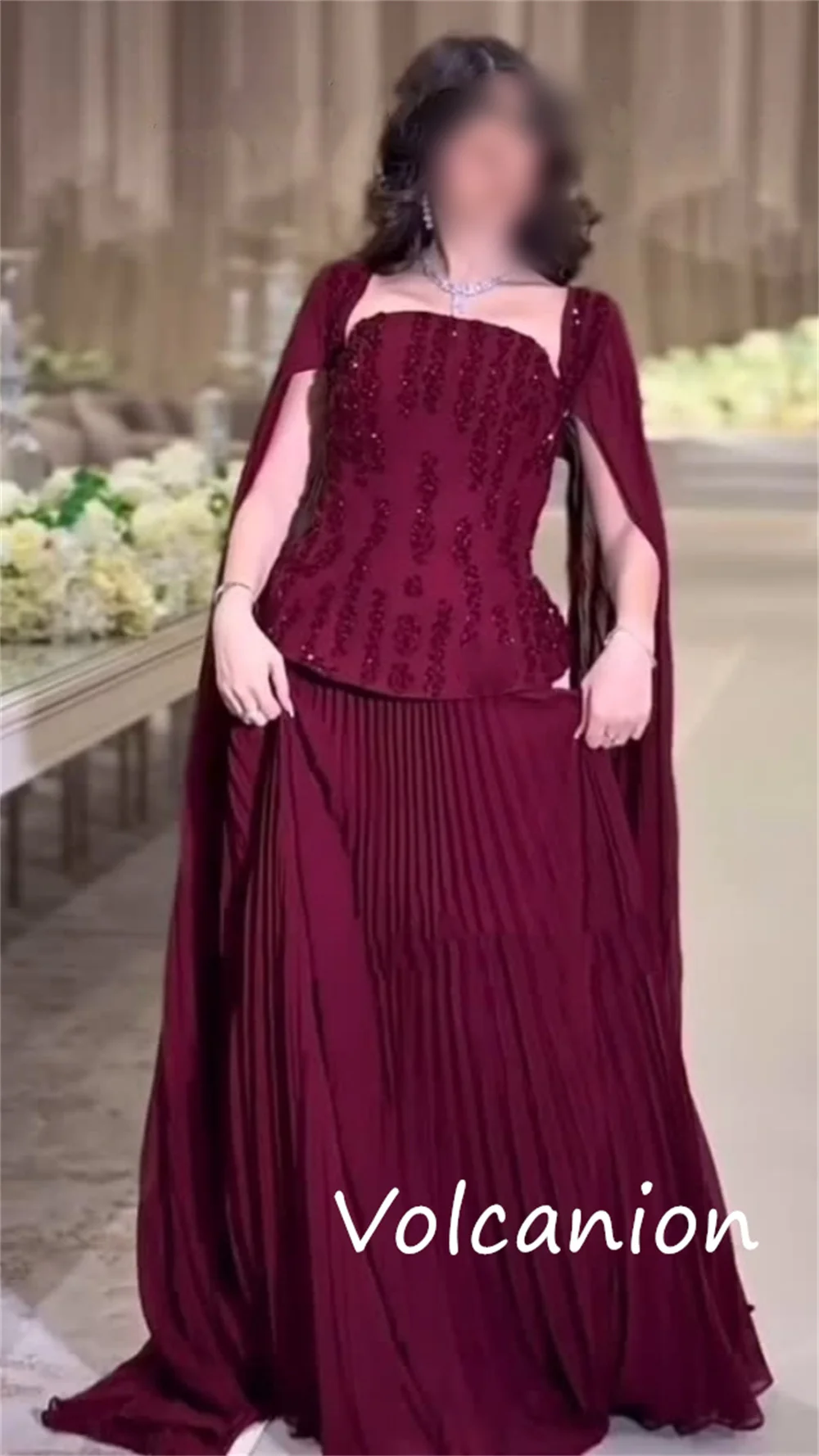 Customized Chinese Style Jersey Sequined Pleat A-line Off-the-shoulder Long Dresses Bespoke Occasion Retro
