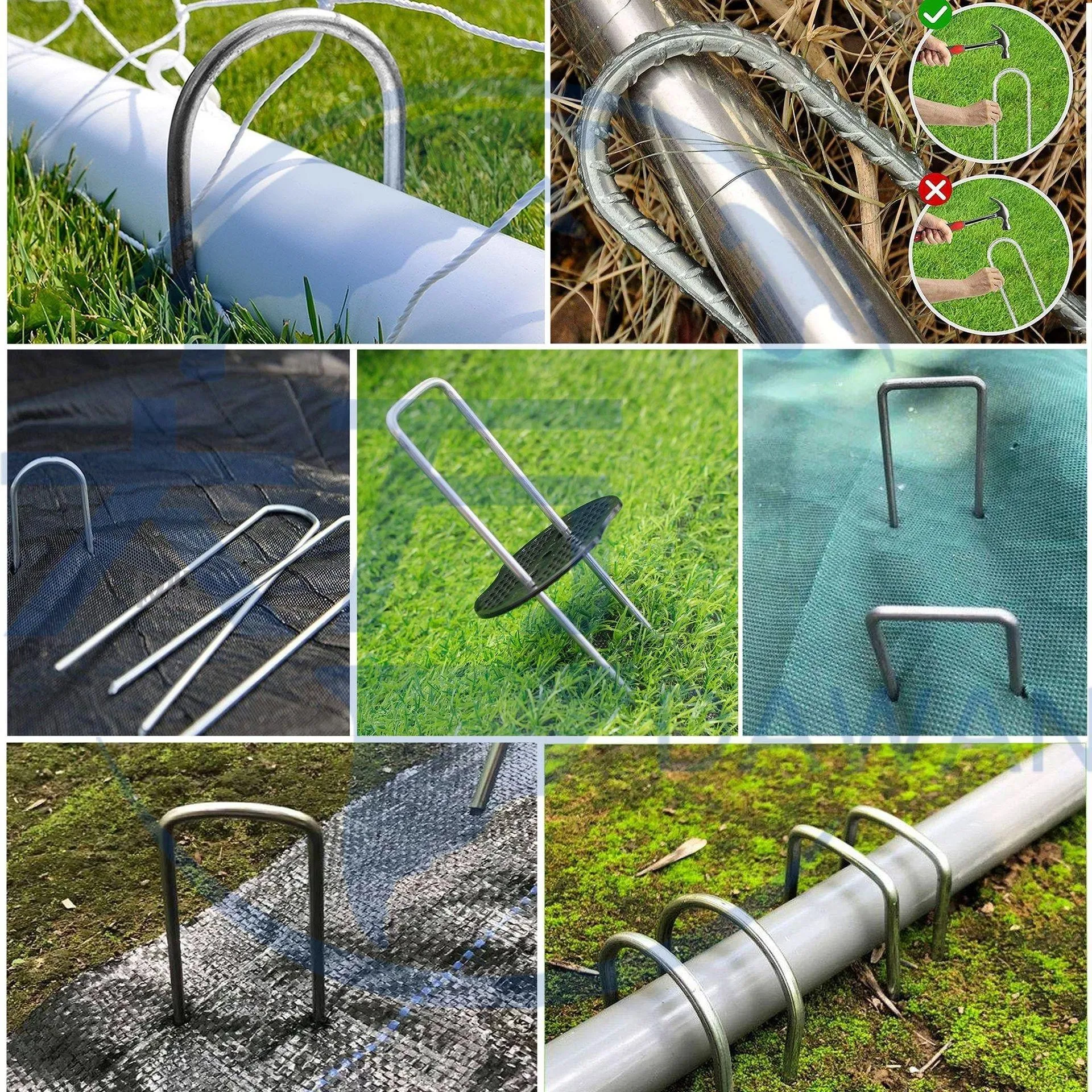 Удлиненные U-образные садовые колышки — прочные заземляющие скобы для барьера сорняков, сеток, ландшафтной ткани, рассады и опоры для орошения