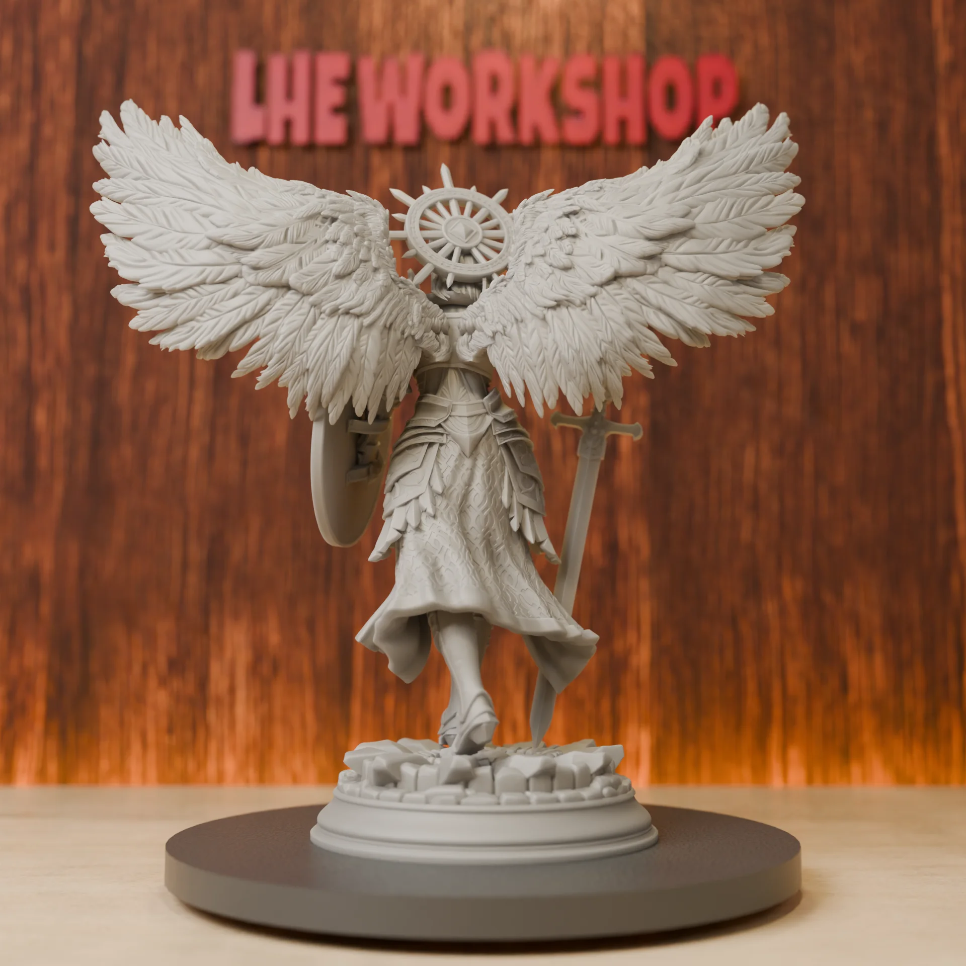 Aasimar Paladin Miniatures | Angel of Judgement | 28mm-75mm | Resin 3D Printed DND Pathfinder Mini | Unpainted Grey