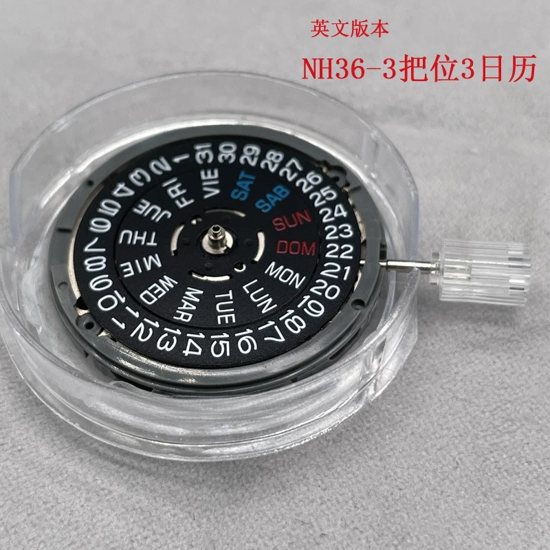 English Version NH36-3 Calendar with White Characters on Black Background, New Movement Machinery,  Watch Accessories