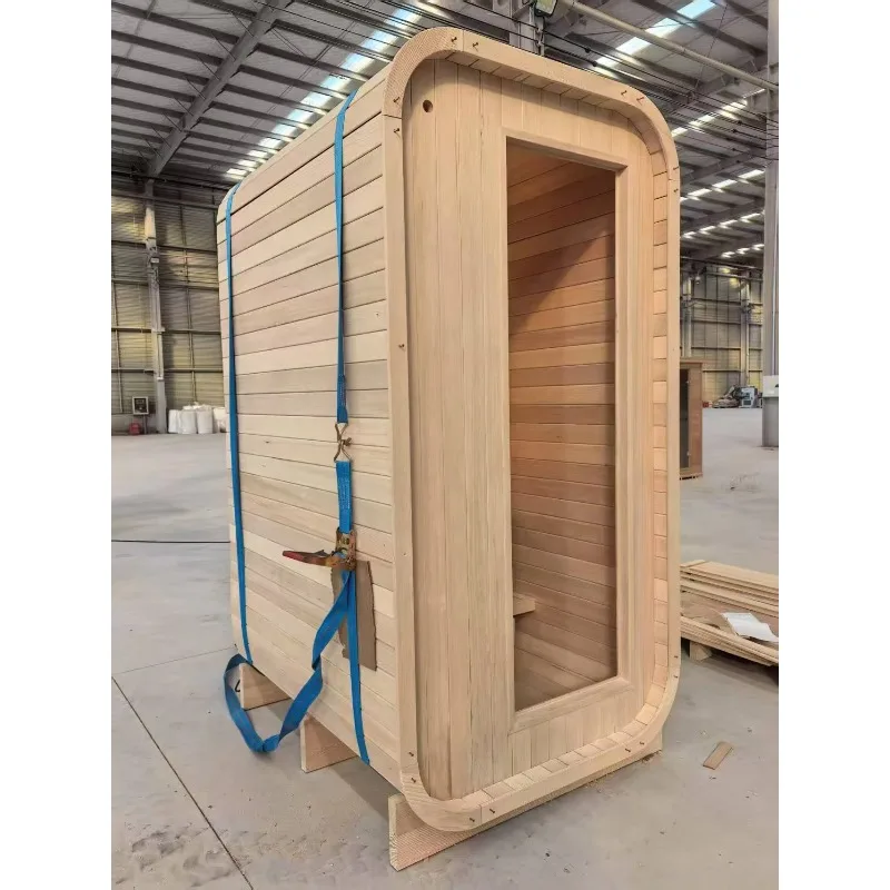 High QualitySauna Outdoor Steam Room Shower Bath Sauna Combo Wooden Steam Cabin Box 2 Person Steam Sauna Room Customized