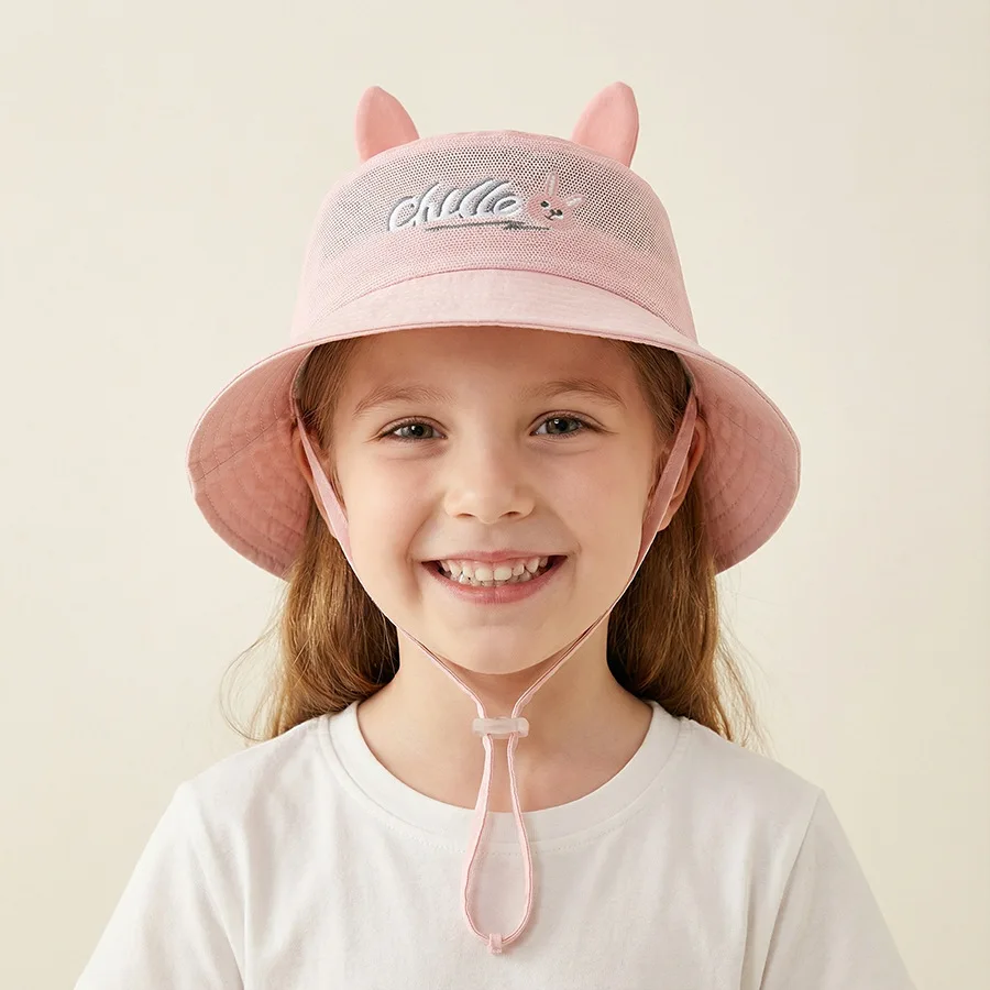 2–6 Jahre Baby-Mütze – Sommer-/Winter-Stil – Fischermütze – atmungsaktiver Netz-Sonnenhut – Sonnenschutzhut mit breiter Krempe für Kinder im Freien