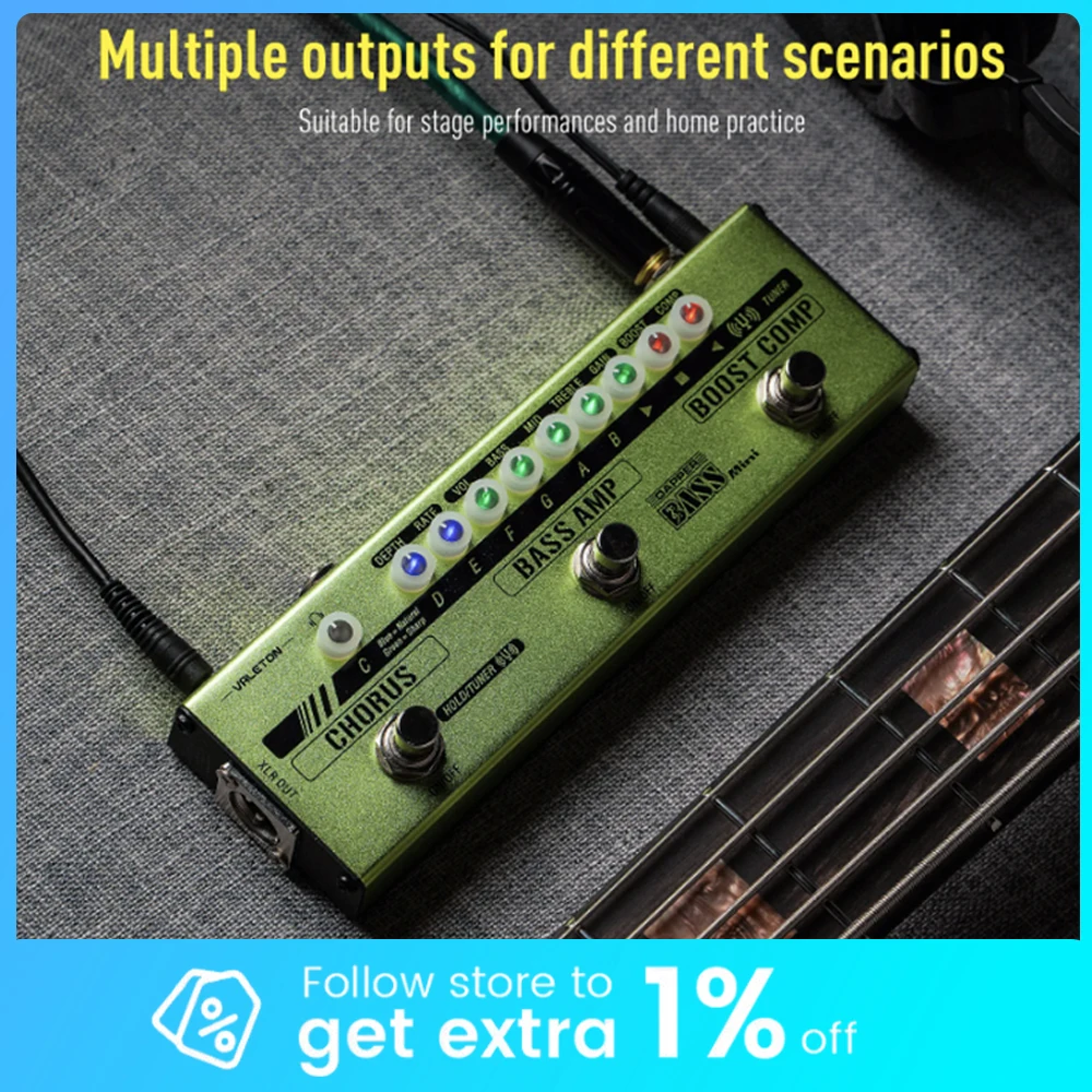 VALETON Dapper Bass Mini Stage Session Gigging pratica Analogico Amp Boost Comp Chorus Bass Pedale multieffetto MES-2 Regali