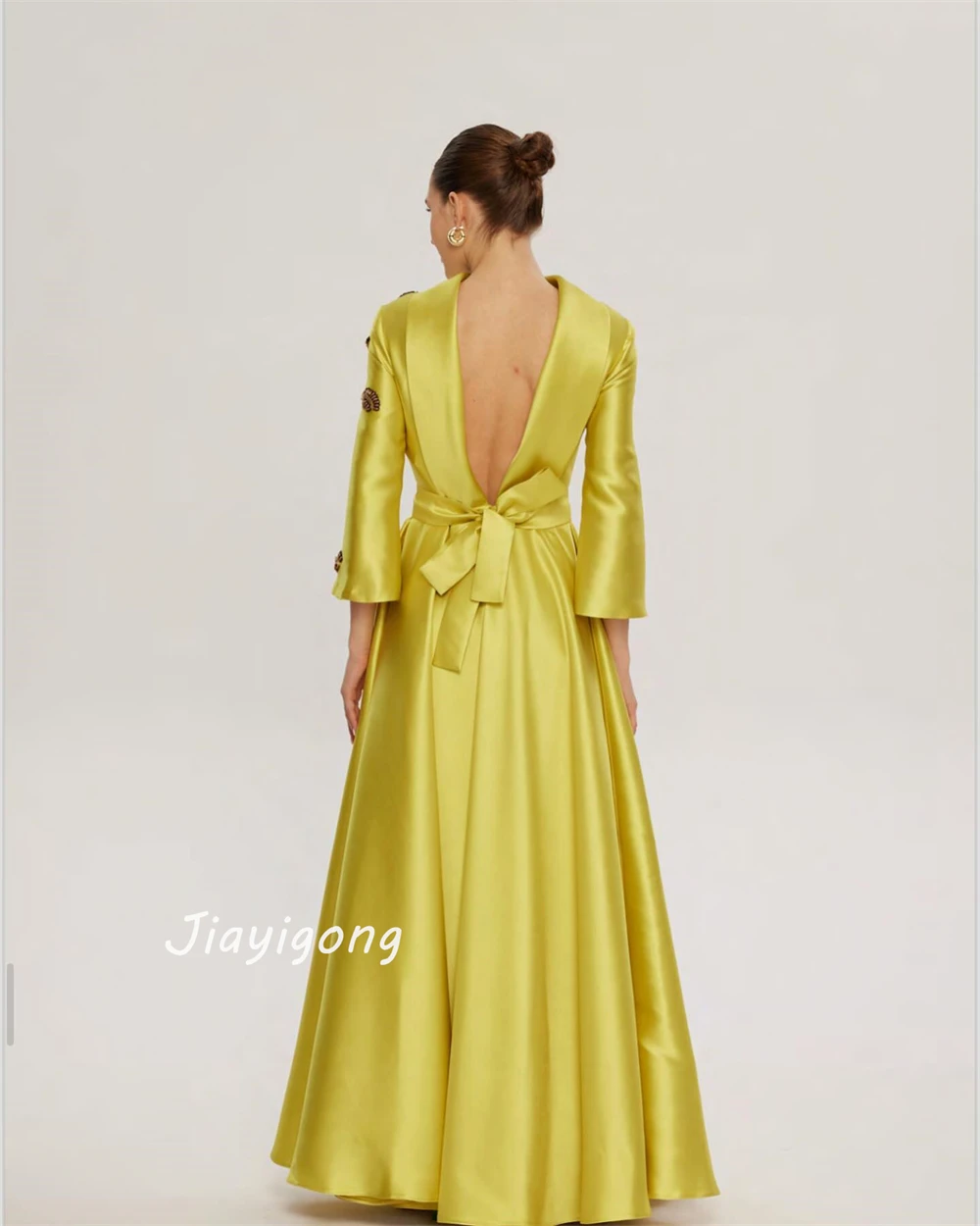 CustomizedJiayigong Exquisite High collar A-line Appliques Draped Backless S Bespoke Occasion Dresses Prom