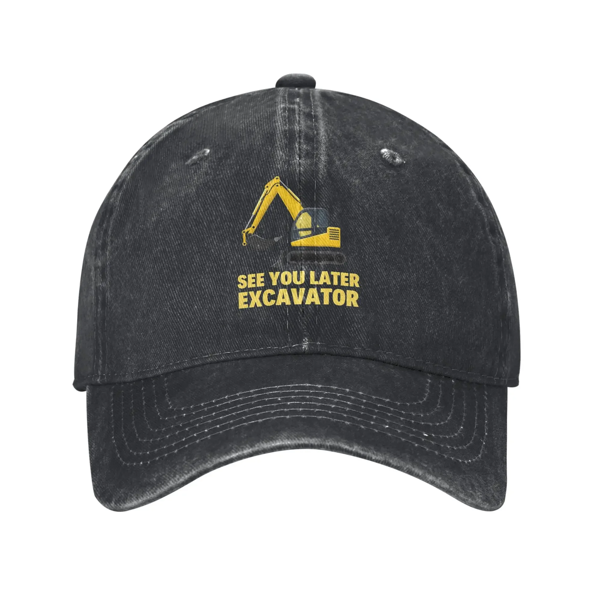 See You Later Excavator Funny Boy Heavy Toddlers Baseball Cap Vintage Washed Headwear Men Outdoor Summer Adjustable Hats Cap