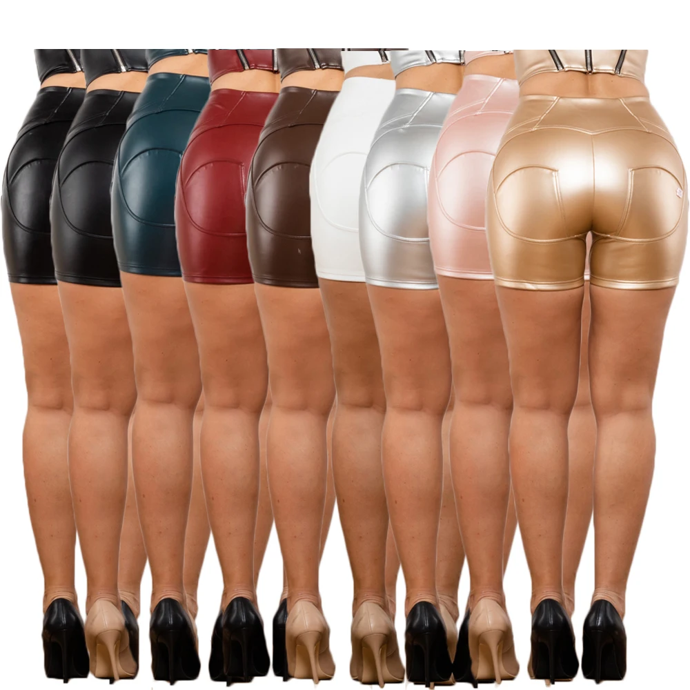 

Shascullfites Melody High Waist Leather Shorts Ring Zippers High Waist Shorts Booty Shorts Faux Leather Shorts