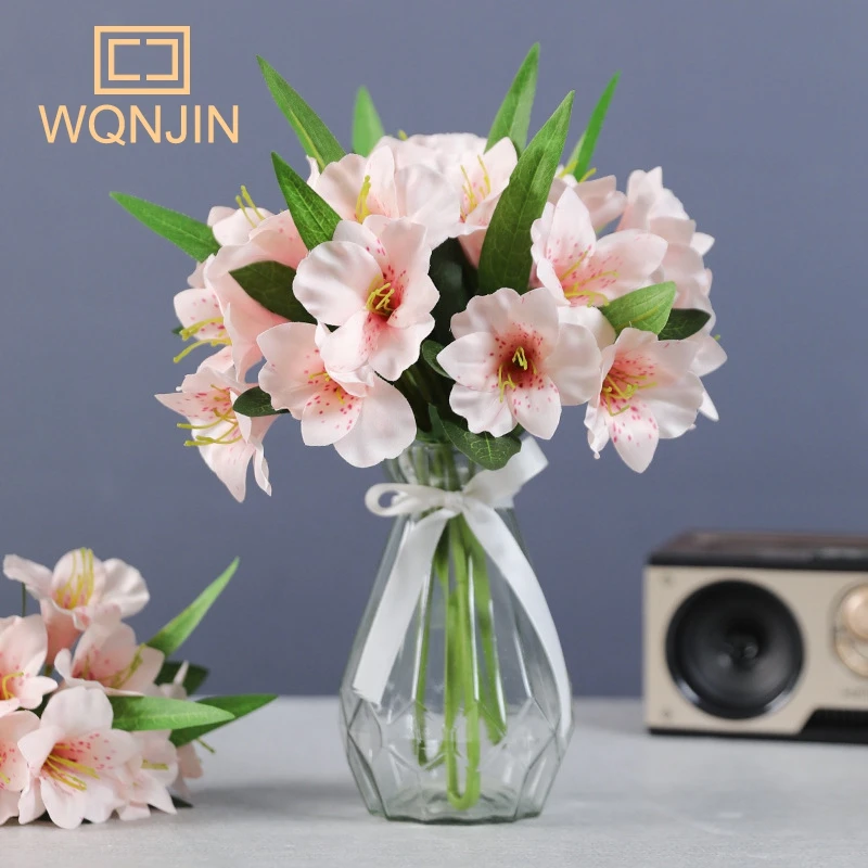 Simulated Flower Single Branch 7 Heads Trumpet Flower, Narcissus,Home Living Room Decoration Studio Shooting Wedding