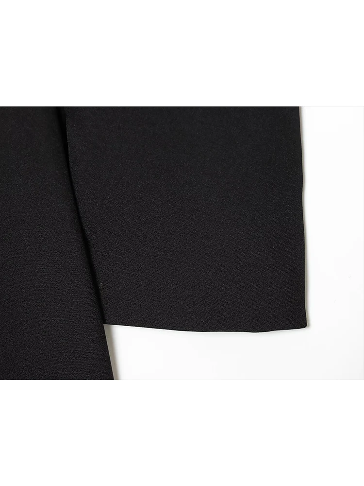 TFMLN Women Hollow Out Mini Dress Sexy Round Neck Long Sleeve Jewel Button Decortion A-line Dresses New Female Chic Party Dress