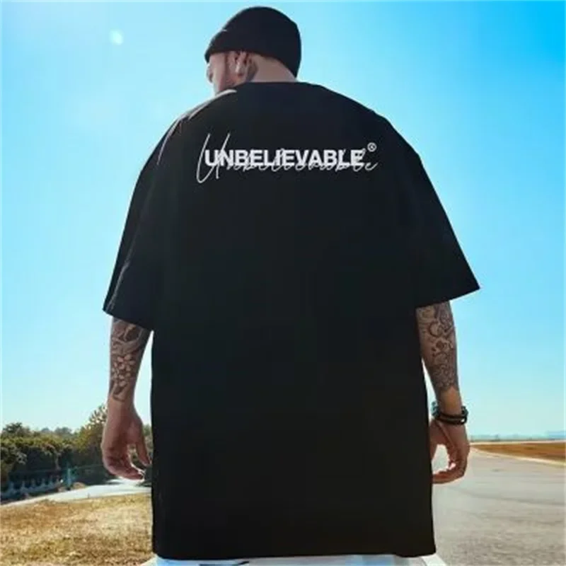 UNBELIEVABLE Letter Printed Male Tee Shirt Oversized Crewneck Tops Summer Short Sleeve Tee Shirts Hip Hop Streetwear Y2k T Shirt