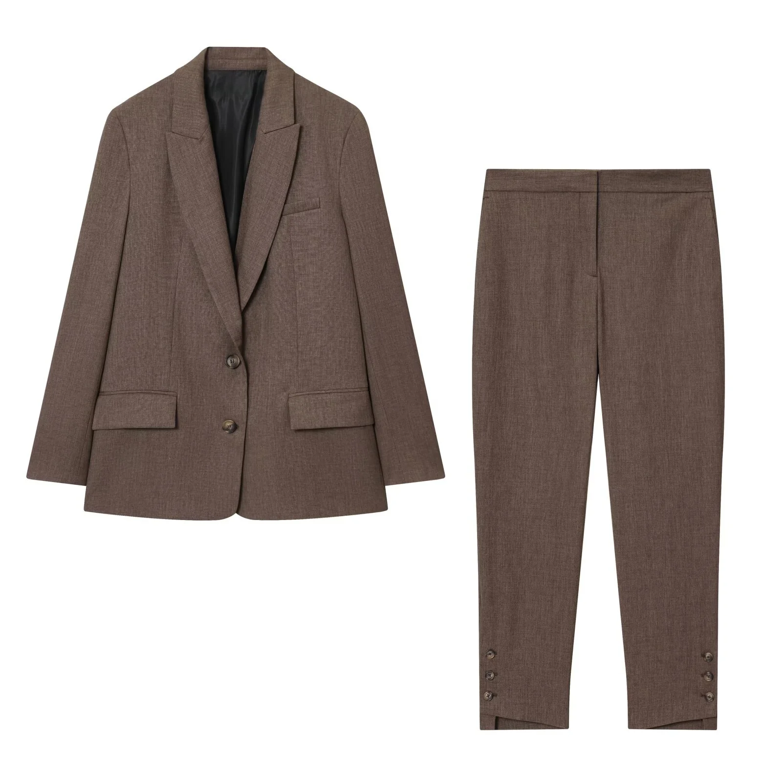 Veste de costume décontractée pour femmes, col de transport, manches longues, fente arrière + pantalon taille moyenne à jambes droites, nouvelle collection automne 2025