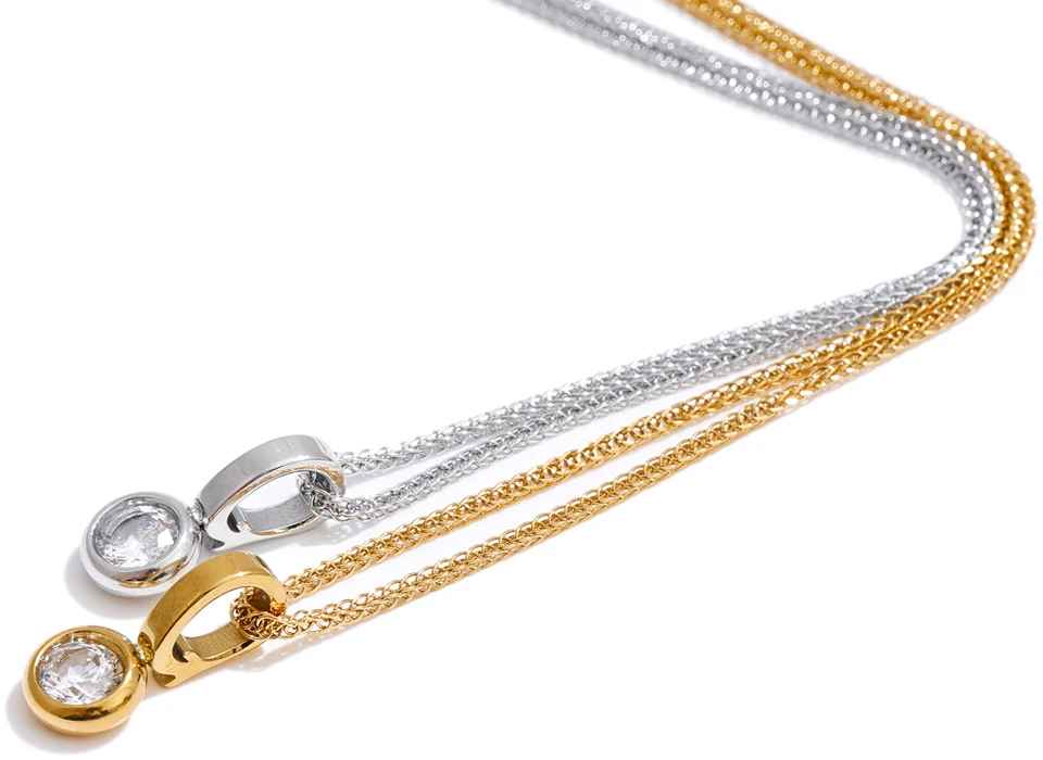 Yhpup Edelstahl Kleine Exquisite CZ Zirkonia Anhänger Halskette für Frauen Trendy Fashion Chic Kragen Schmuck Empfehlen Geschenk – Detail 2