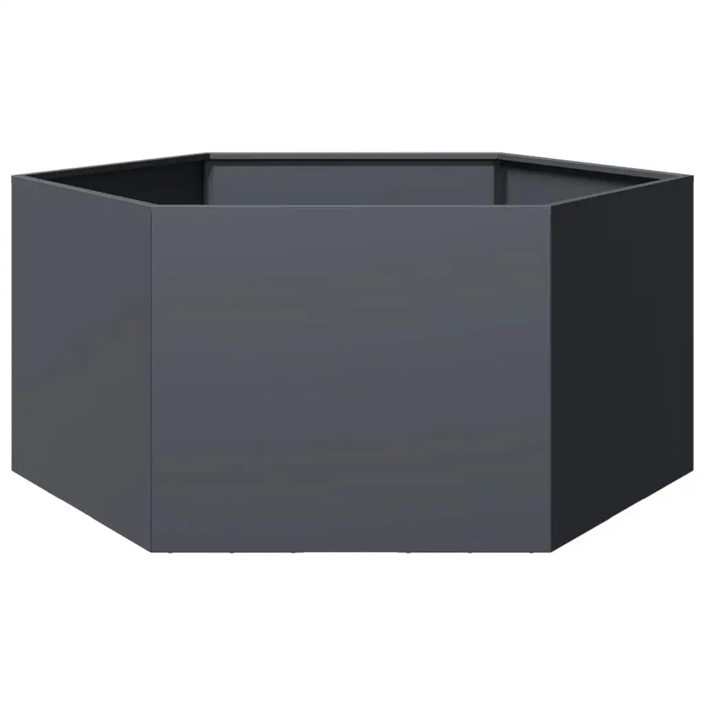 Maceta grande de acero antracita para jardín con incrustaciones decorativas, elegante contenedor para plantas al aire libre para decoración del hogar y el jardín