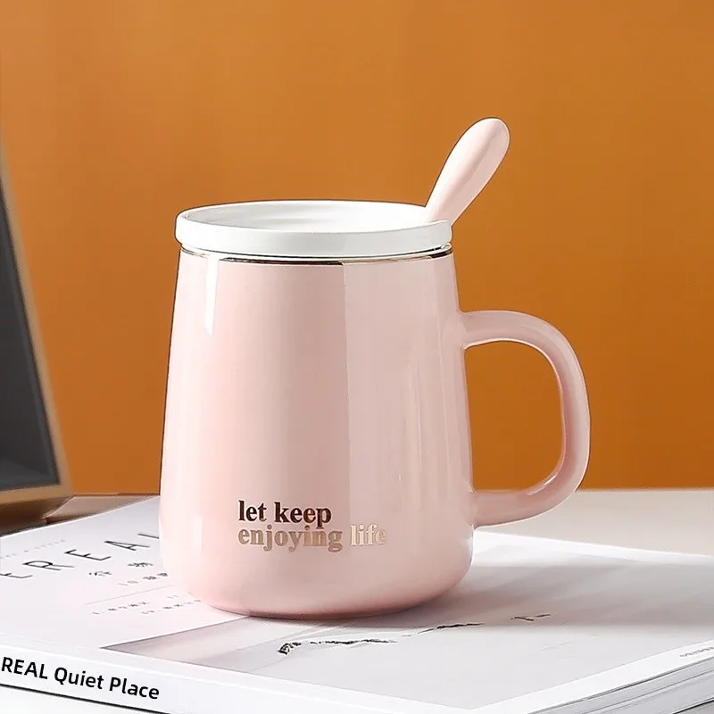 

Cerc Coffee Cup with Spoon Women's Simple Home Use Water Cup Mark Cup Office Use Coffee Mug Durable Cerc Cup for Adults