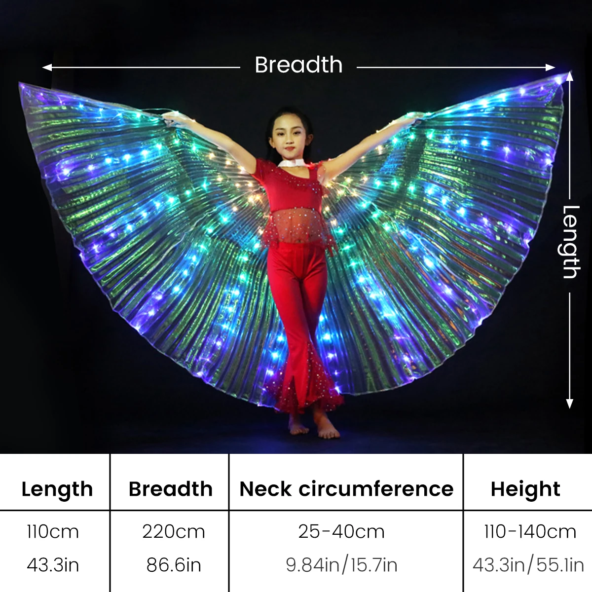 Women Stage Performance Belly Dance Isis Wings Accessories Led Isis Wings Costume Butterfly Wings For Adult Kids Carnival Stage