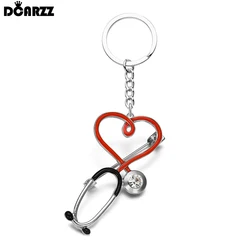 DCARZZ Medical Stethoscope Keychain Enamel Pendant Hreart Keyring Jewelry for Doctor Nurse Backpack Key Accessories