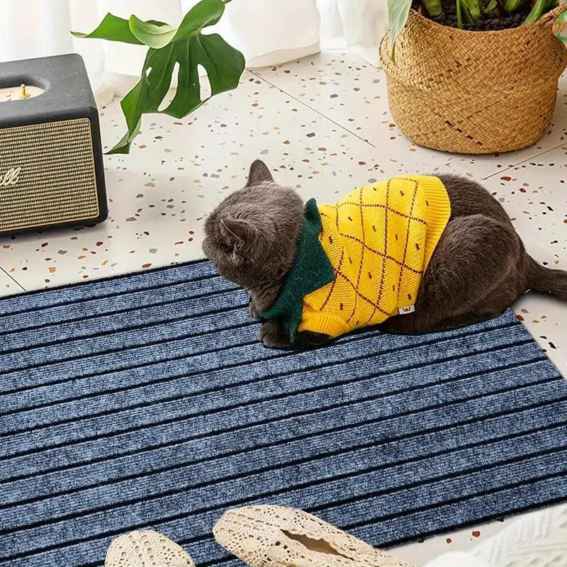 Soft and Thick Striped Floor Mat for Kitchen, Anti-slip and Oil Proof, Durable Waterproof Carpet, Anti-Fouling Floor Mat