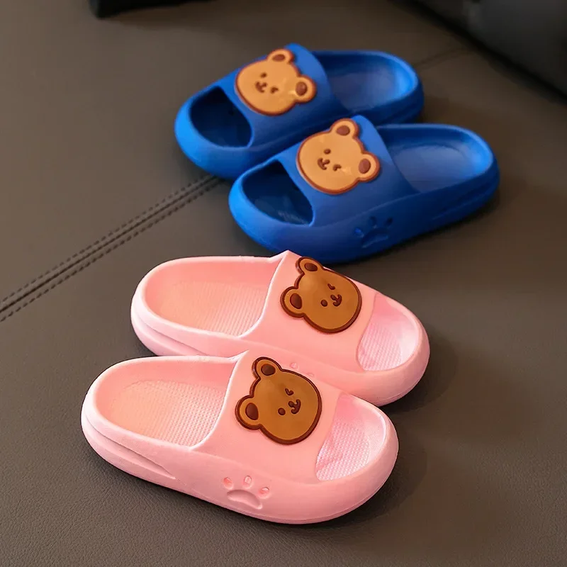 Cartoon Bear Kids Slippers for Boys Summer Beach Indoor Slippers Cute Girl Shoes Home Soft Non-Slip Baby Children Slippers