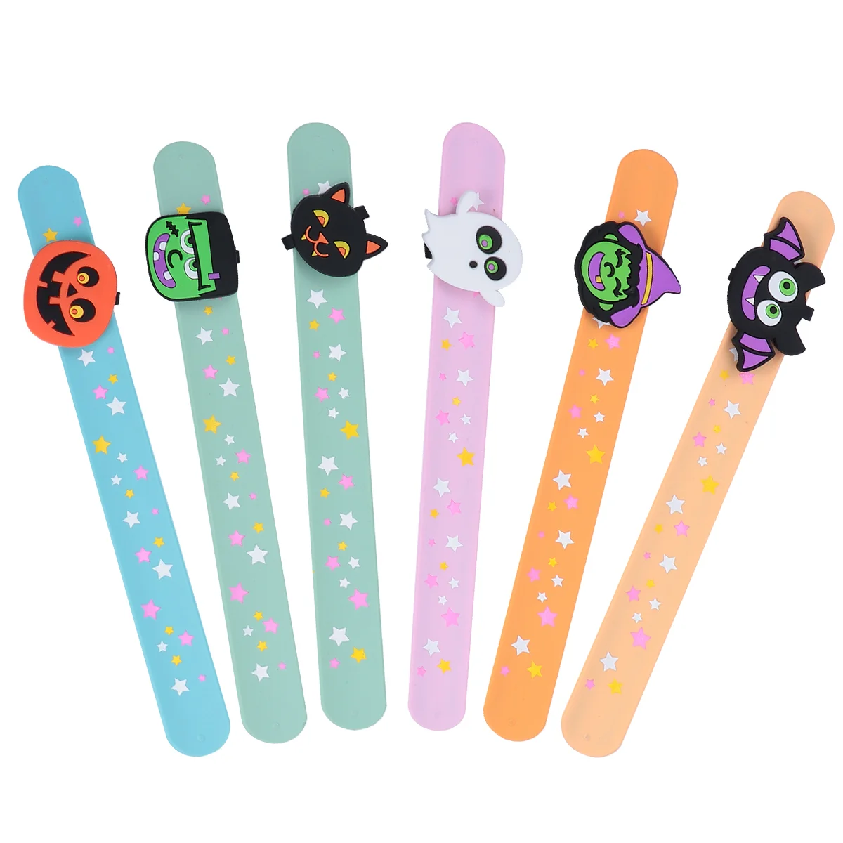 6 Pcs Halloween Ring Bracelets Children Wristband Slap Bands Papa Circle for Kids Pvc Party