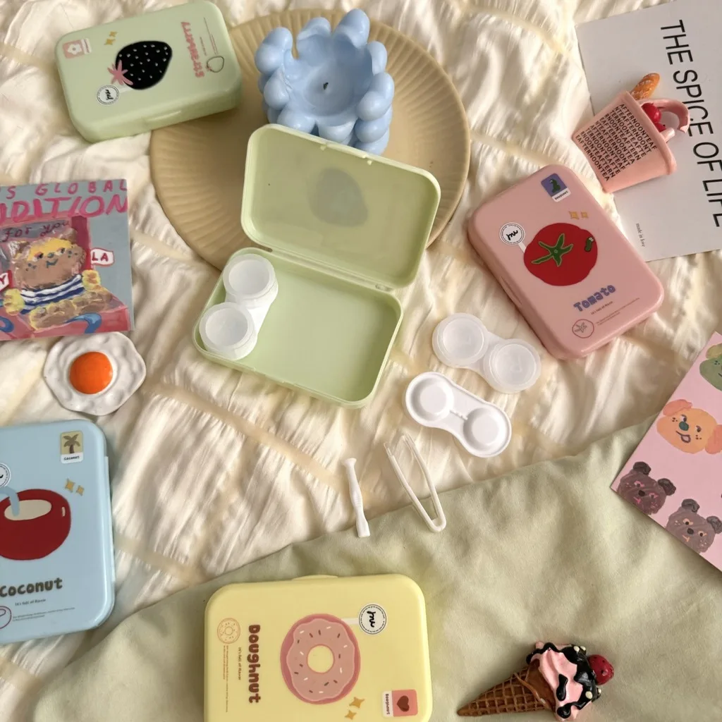 Contact Lens Care Case Portable Contact Lens Companion Case 3 Pairs Contact Lens Case Lovely For Backpack Handbag Campus Use