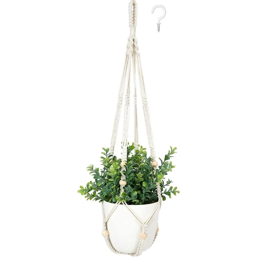 

Fake Hanging Plant with Pot Hanging Plants Artificial Spring Dr Macrame Plant Hanger with Faux Plant Greenery Boho Hanging Plan