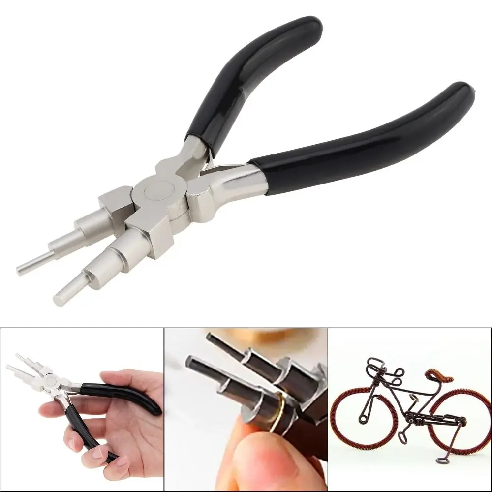 

Wire Wrapping 6 in 1 Wire Bending Pliers Hand Tool Jewelry Making Round Nose Pliers Anti-slip Sturdy 6 Step Pliers Looping