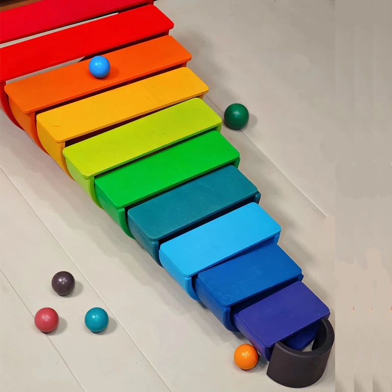 Wooden Rainbow Block Colorful Stacking Building Block Children Open-shaped creative building blocks Montessori Educational Toy - view 3