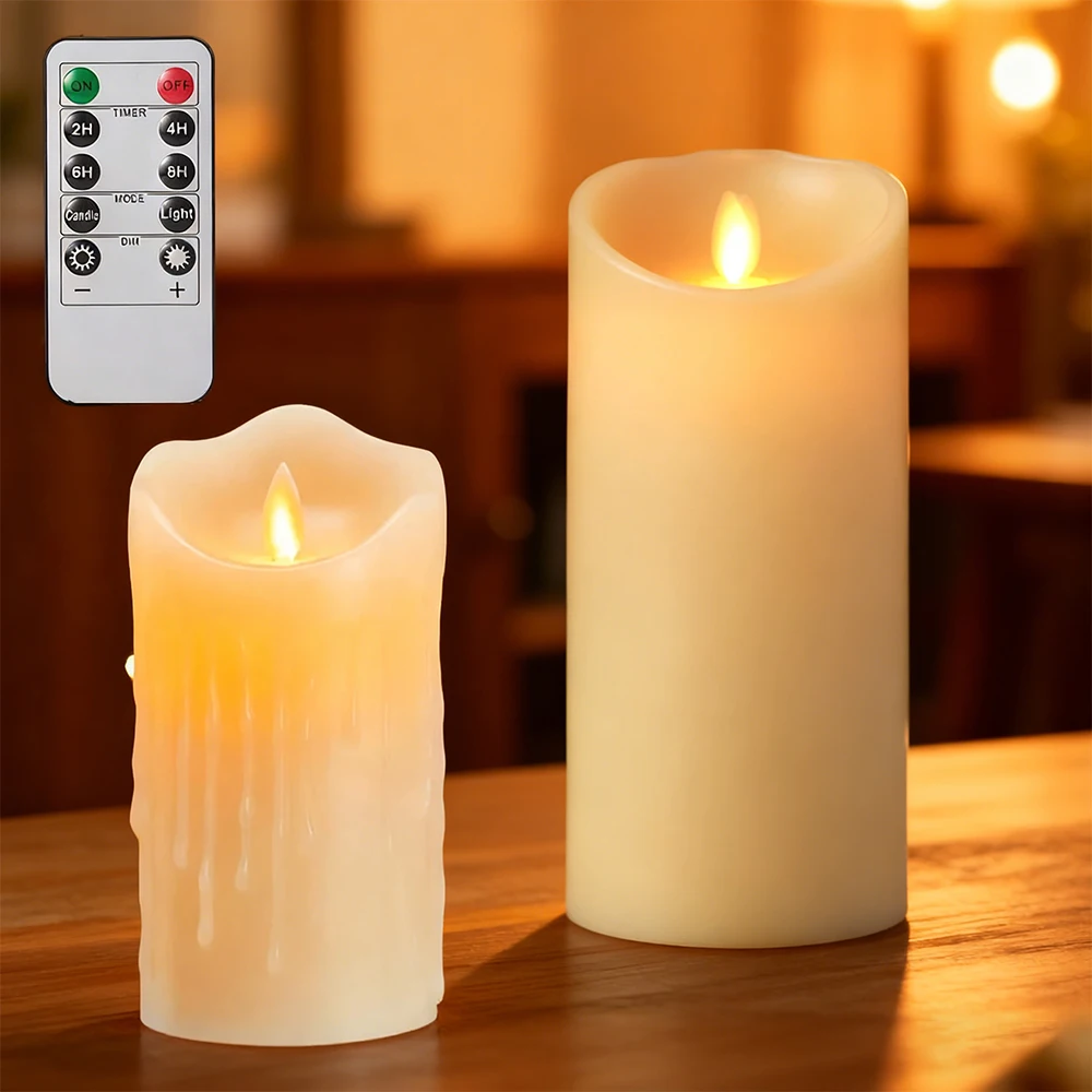 

Беспламенная лампа-свеча с дистанционным таймером, мерцающая чайная свеча в форме слезовой волны, имитирующая капающую светодиодной свечу, батарея для домашнего декора